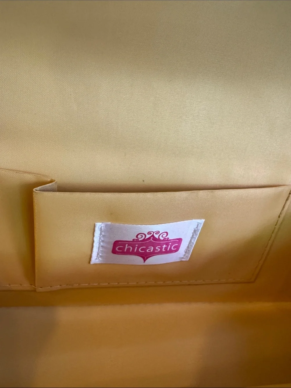 Gold Satin Evening Clutch with Crystal Band